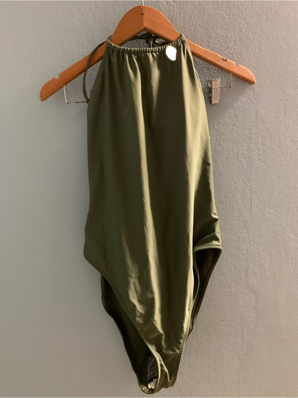 Forever 21 Olive High Neck One-Piece Swimsuit